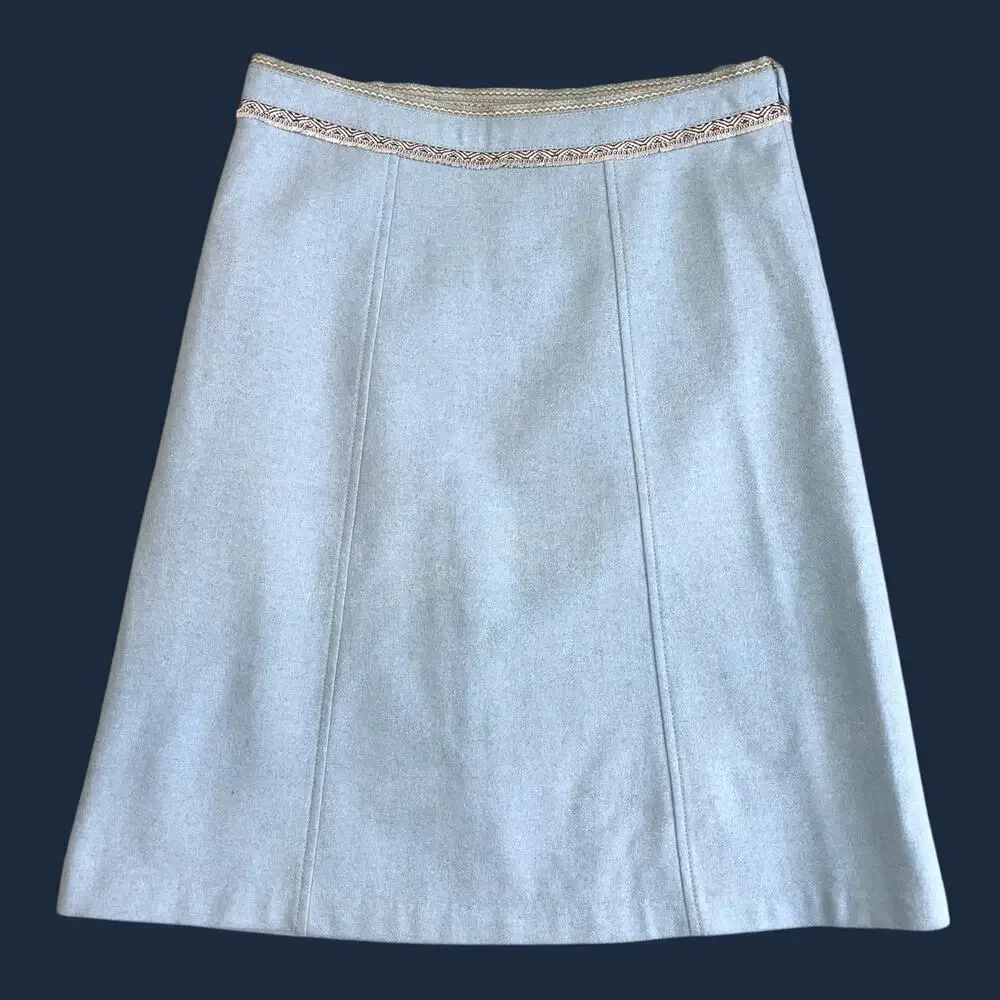 Gap A-Line Wool Blend Blue Geometric Fringe skirt Size 6